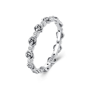 925 Sterling Silver Ring with Pavé Setting CZ - Size 6.0 - Oxidized Silver