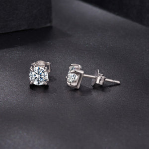 925 Sterling Silver & Moissanite Earrings - White Gold Plated, 0.5ct, Style S for Women