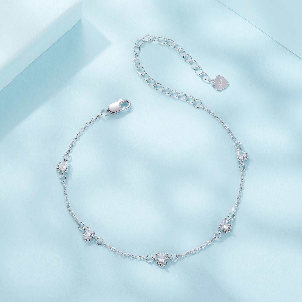 925 Sterling Silver Bracelet with Pavé Setting CZ and White Gold Plating