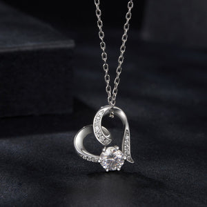 925 Sterling Silver Moissanite Necklace with Pendant and White Gold Plating for Women