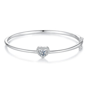 925 Sterling Silver Moissanite & CZ Bracelet Size 17 for Women