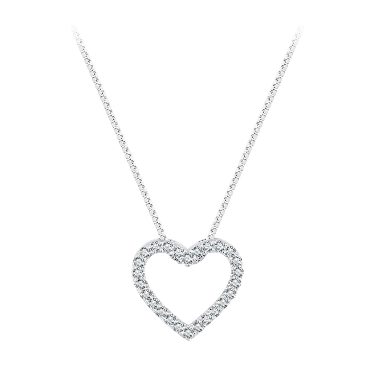 S925 Sterling Silver Necklace with Moissanite, 400mm + 50mm, Platinum Plated, Women