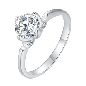 925 Sterling Silver 1.0 Carat Moissanite Ring in Size 8
