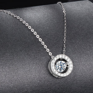 925 Sterling Silver Moissanite Pendant Necklace for Women - 40+5cm, White Gold Plated, Elegant Jewelry