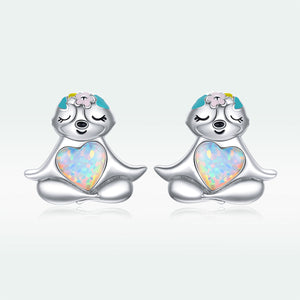 925 Sterling Silver Earrings with Translucent Opal