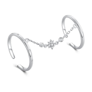 925 Sterling Silver Plated CZ Ring 30mm Chain Length, 1.7mm Width for Women