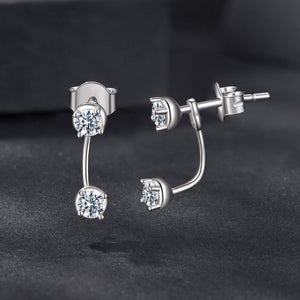 925 Sterling Silver White Gold Plated Moissanite Earrings 0.1 Carat for Women
