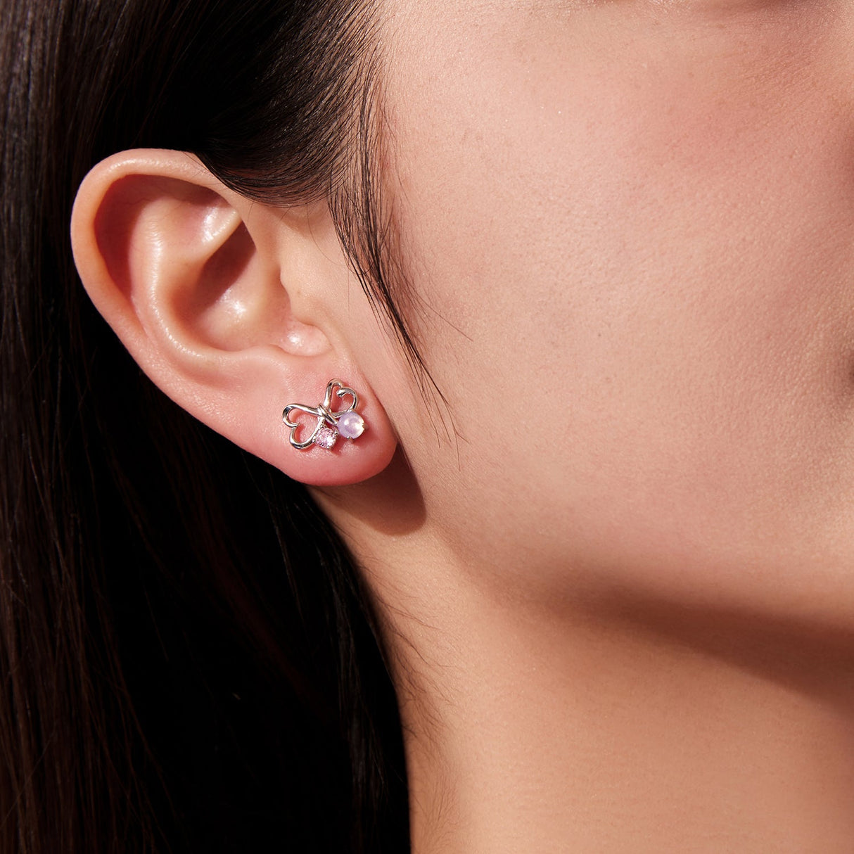 925 Sterling Silver Earrings with Pavé Setting CZ and Transparent Glass for Women