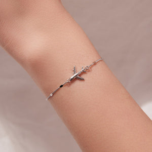 925 Sterling Silver White Gold Plated 16+5cm Bracelet with CZ Pendant for Women
