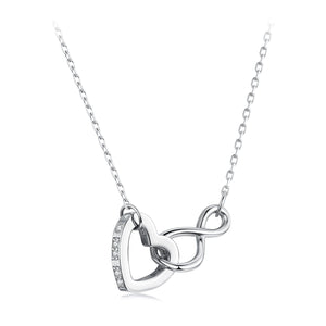 925 Sterling Silver Necklace with Pavé Setting CZ, 40+5cm, Plated White Gold, Women