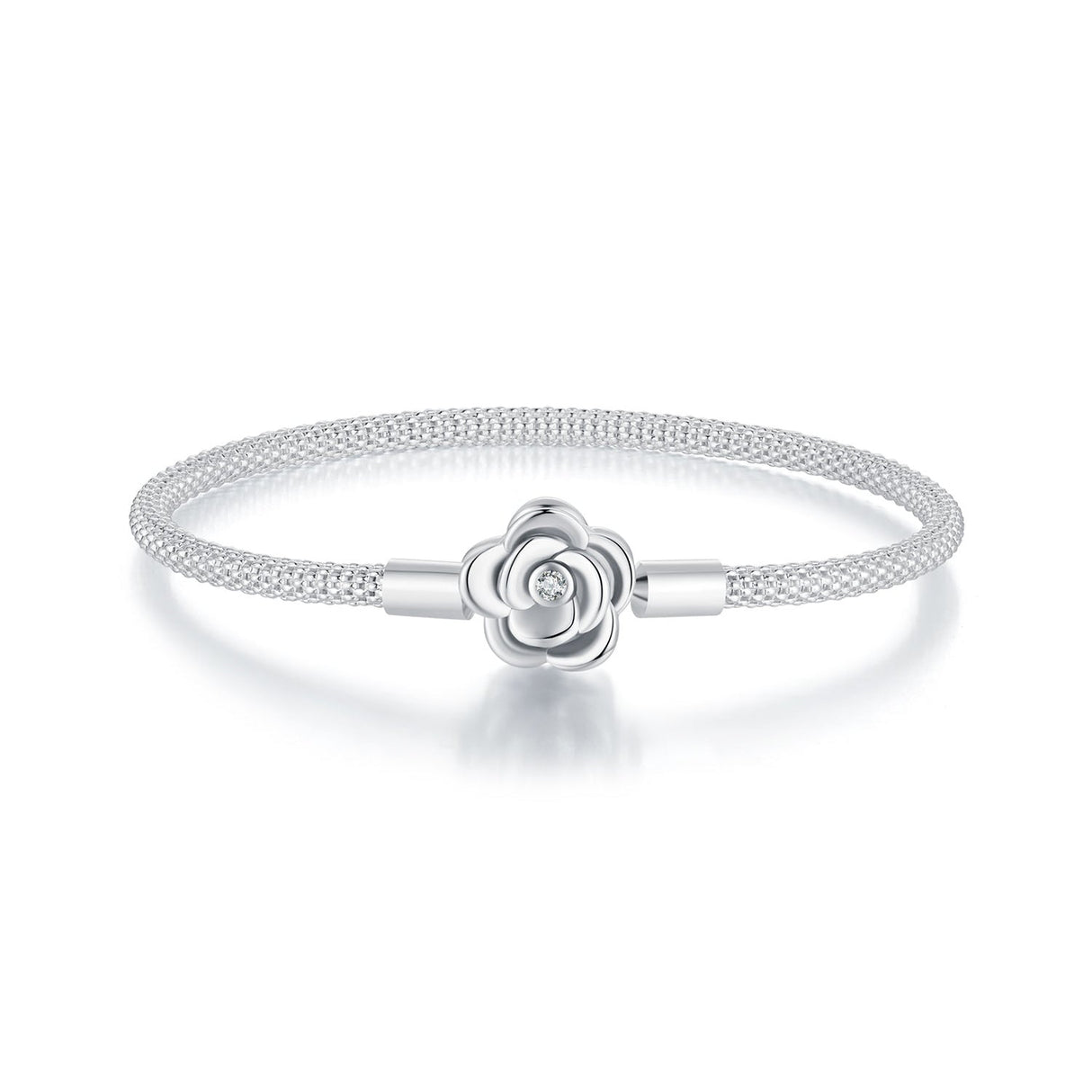 925 Sterling Silver Bracelet with Oxidized Finish and CZ 17.0 cm