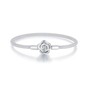 925 Sterling Silver Bracelet with Oxidized Finish and CZ 17.0 cm