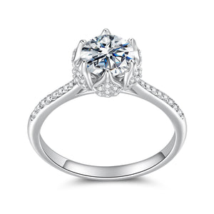 925 Sterling Silver Moissanite Ring 1ct Size 6 White Gold Plated for Women