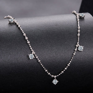 925 Sterling Silver 0.10ct Moissanite Necklace in White Gold, 40+5cm Chain for Women