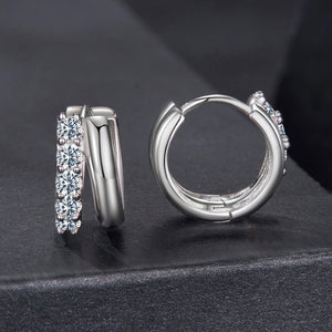 925 Sterling Silver Moissanite 0.06 Carat White Gold Plated Earrings for Women