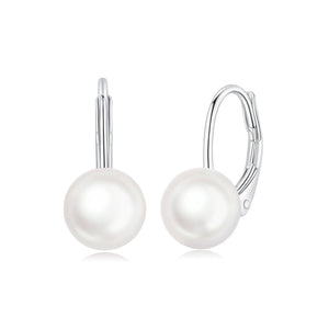 925 Sterling Silver White Gold Plated Freshwater Pearl Earrings for Women