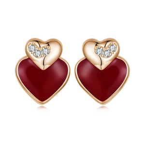 925 Sterling Silver Earrings with Enamel Finish and Pavé Setting in Rose Gold