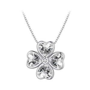 S925 Sterling Silver Pendant Necklace with Pavé Setting CZ in Platinum for Women