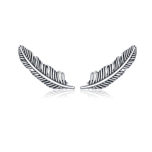 925 Sterling Silver Earrings - Oxidized Silver - 2.4cm x 0.7cm - Women