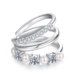 925 Sterling Silver Earrings with Moissanite and Freshwater Pearl for Women, 1.2*1.7cm, White Gold Plated