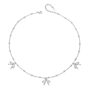 925 Sterling Silver + Plated White Gold Necklace with Adjustable Length for Women