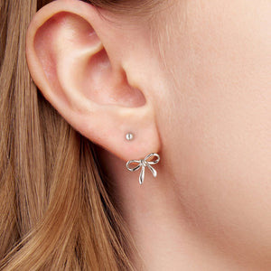 925 Sterling Silver Earrings with White Gold Plating - 1.0*1.3 cm