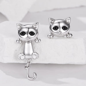 Brass & S925 Silver Earrings | 2.8*1.1cm | White Gold Plated with Pavé Setting CZ for Women