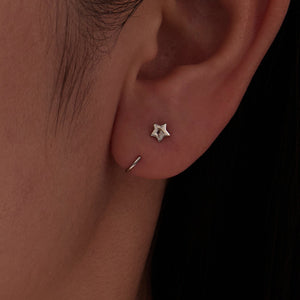 925 Sterling Silver Brass Earrings with White Gold Plating 1.4cm for Women