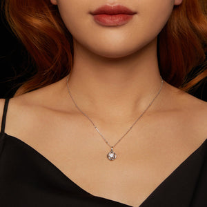 925 Sterling Silver 0.5 Carat Moissanite Necklace with White Gold Plating for Women