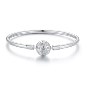 925 Sterling Silver Pavé Setting CZ Bracelet with White Gold Plating for Women - Size 17.0