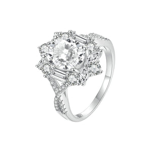 925 Sterling Silver 2 Carat Moissanite Ring in White Gold Plating - Size 8 for Women