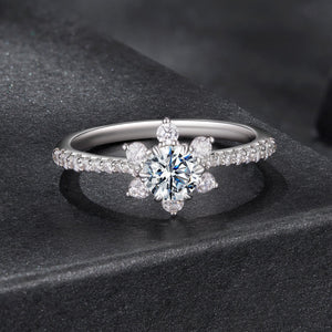 925 Sterling Silver Pavé Moissanite Ring with CZ - Size 6