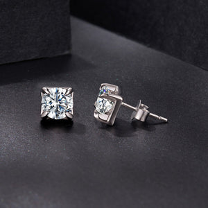 925 Sterling Silver & Moissanite Earrings - White Gold Plated, 0.5ct, Style S for Women