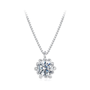 925 Sterling Silver Moissanite & CZ Pavé Necklace - 40+5cm for Women