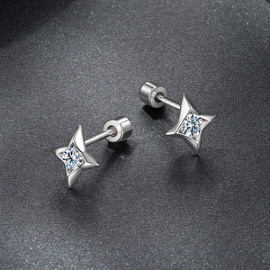 925 Sterling Silver Moissanite Earrings 0.8cm for Women