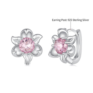 925 Sterling Silver White Gold Plated Transparent Glass 1.4 x 1.2 cm Hoop Earrings for Women
