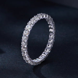 S925 Sterling Silver 2.0mm Moissanite Ring Size 9 for Women
