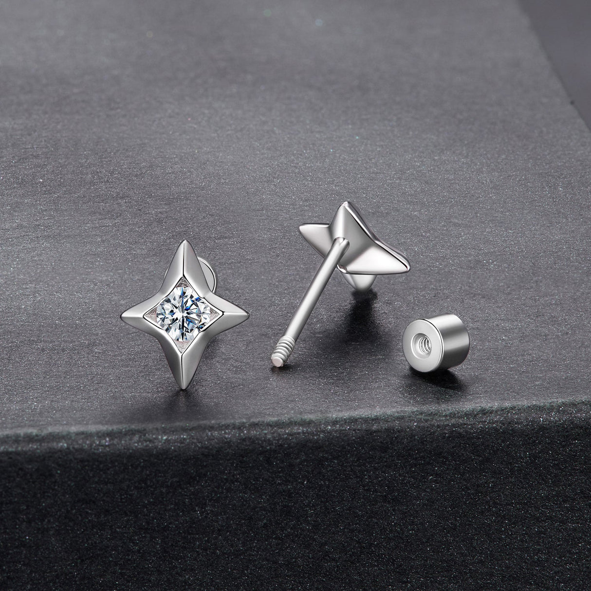 925 Sterling Silver Moissanite Earrings 0.8cm for Women