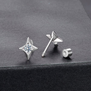 925 Sterling Silver Moissanite Earrings 0.8cm for Women