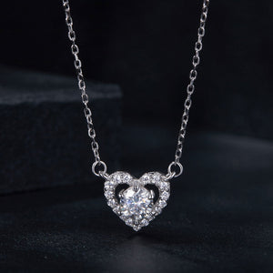 925 Sterling Silver Moissanite 0.5 Carat Necklace with CZ for Women