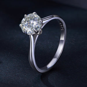 925 Sterling Silver Moissanite 1 Carat Ring Size 6 for Women