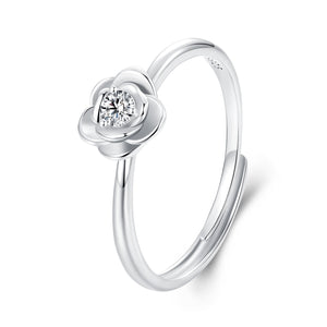 925 Sterling Silver White Gold Plated Moissanite Ring Size E for Women