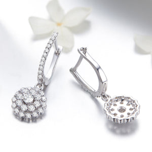 925 Sterling Silver Plated Platinum Pavé Setting CZ Earrings