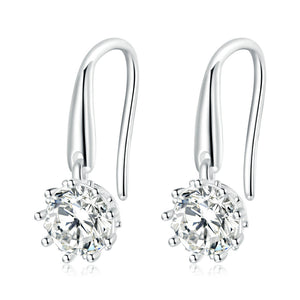 925 Sterling Silver Earrings with Pavé Setting and Platinum Plating