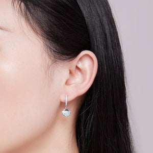 925 Sterling Silver Opal Enamel Earrings - 21x10mm for Women