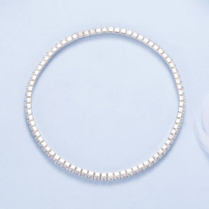 925 Sterling Silver White Gold Plated 16cm Stretchable CZ Bracelet for Women