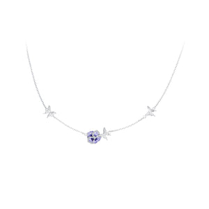 925 Sterling Silver Adjustable Length Necklace with Enamel, CZ Pendant for Women