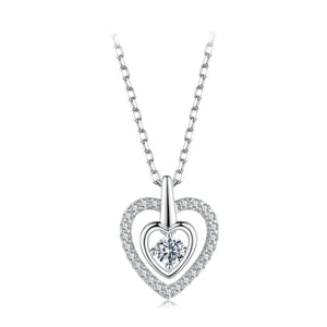 925 Sterling Silver White Gold Plated Moissanite 40+5cm Pavé CZ Necklace for Women