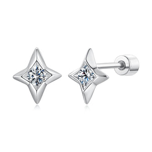 925 Sterling Silver Moissanite Earrings 0.8cm for Women