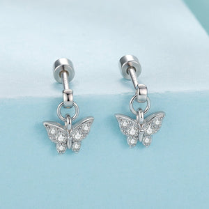 925 Sterling Silver White Gold Plated Earrings with CZ